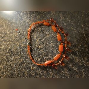 Orange Glass Beaded Necklace